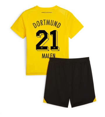 Borussia Dortmund Donyell Malen #21 Replika Babytøj Hjemmebanesæt Børn 2023-24 Kortærmet (+ Korte bukser)